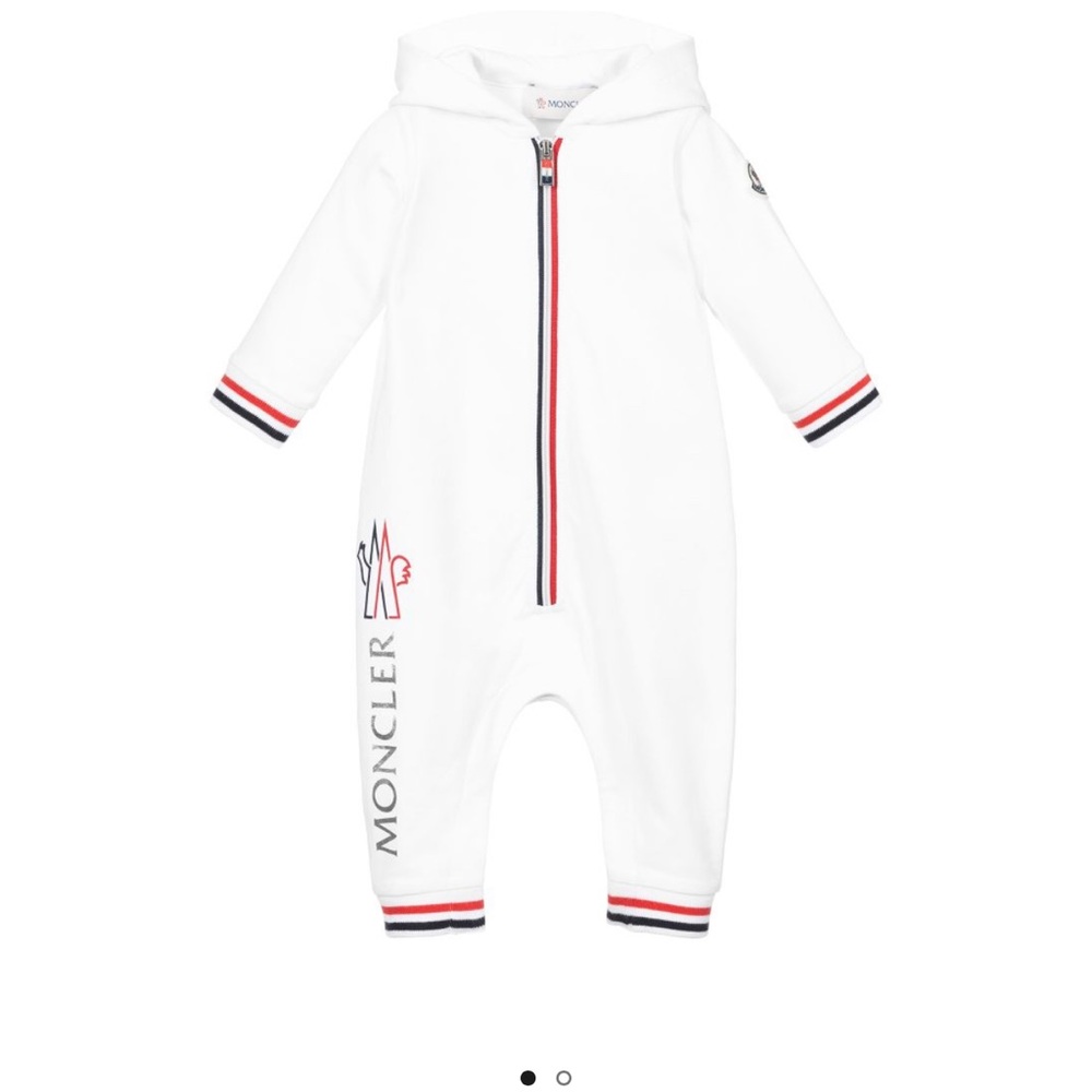 White Monclear Enfant Romper Size 6-9 Months. Only Worn For An Hour Perfect